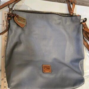 VTG Dooney & Bourke Hobo Shoulder Bag Gray Smooth Leather McKenzie Tassels